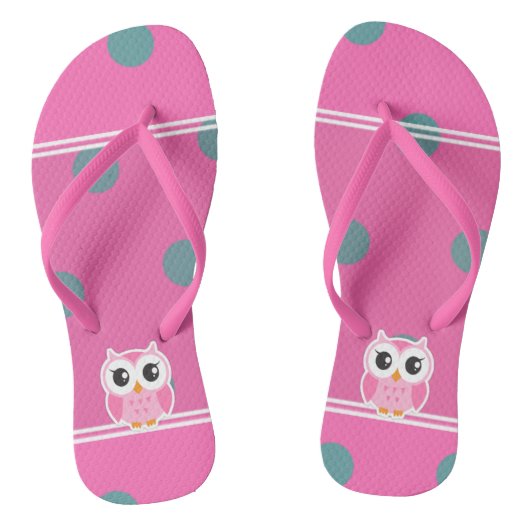 Tongs Points Moderne Cool Avec Chouette Mignonne (Semelle)