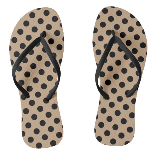 Tongs Points noirs sur beige (Semelle)