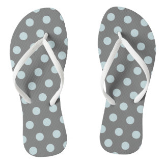 Tongs Points Polka Bleu Gris