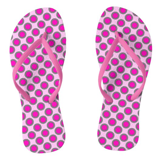 Tongs Points rétro cerclés, fuchsia, gris et rose (Semelle)