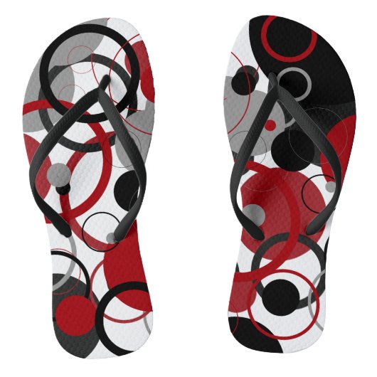 Tongs Points rouges, gris et noirs (Semelle)