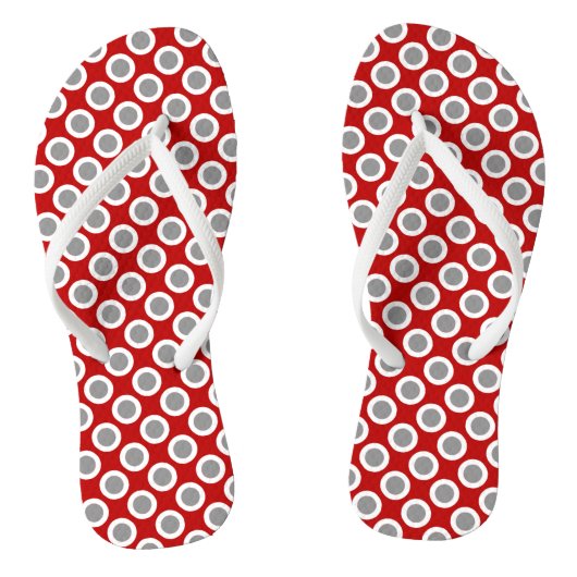 Tongs Points tournés rétros, rouge profond et gris (Semelle)