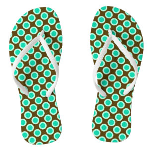 Tongs Points tournés vers l'arrière, brun et turquoise