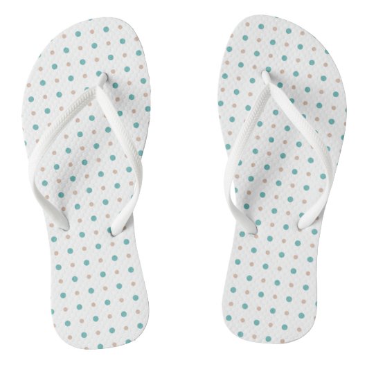 Tongs Points turquoise, beige et blanc (Semelle)
