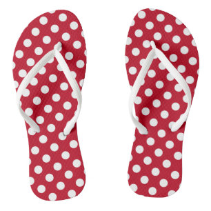 Tongs Pois blancs sur rouge