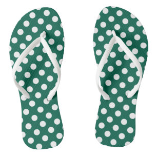 Tongs Pois blancs sur vert sauge
