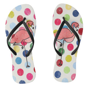 Tongs Pois coloré de Flamants roses géniaux mignons