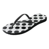 Tongs Pois, Motif Polka Dot, noir et blanc (Incliné)