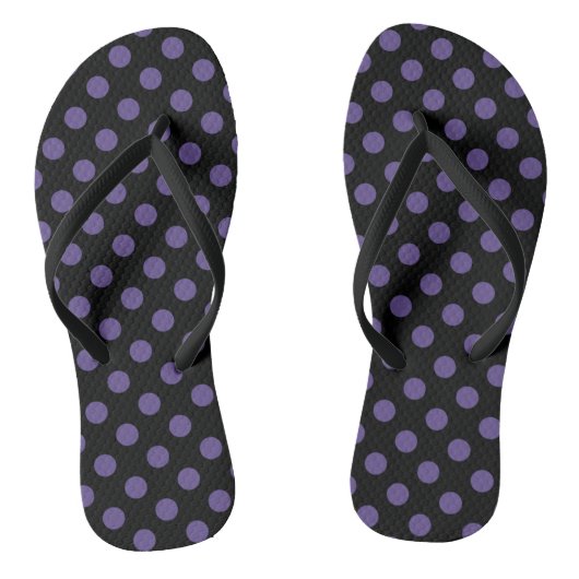 Tongs Pois ultra violets en noir (Semelle)