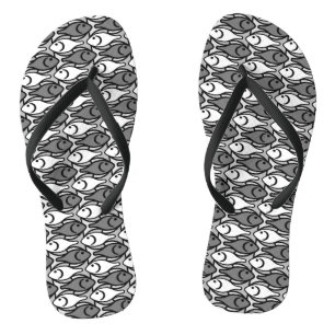 Tongs Poisson moderne du milieu du siècle, gris, blanc e