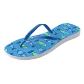 Tongs Poisson moderne rétro, bleu turquoise et cerulean (Incliné)