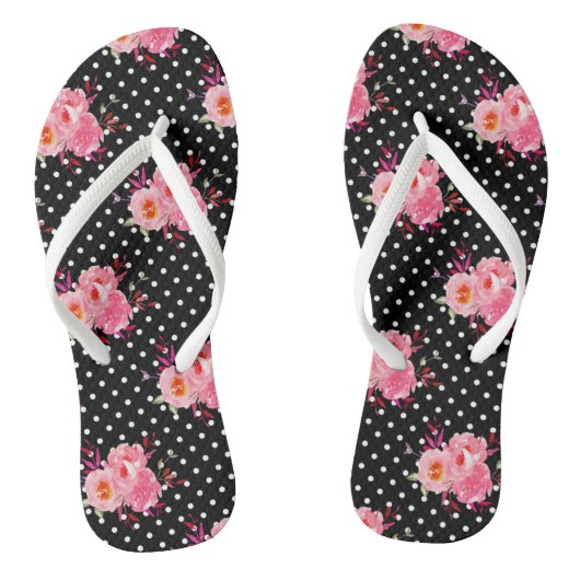 Tongs Polka rose floral point Flip Flops (Semelle)
