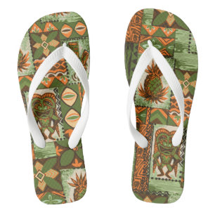Tongs Pomaika’i Tiki Hawaiian Vintage Tapa