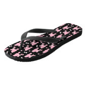 Tongs Poodles roses et vaches Motif noir (Incliné)
