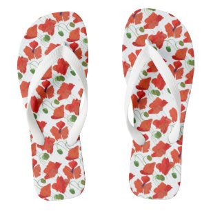 Tongs Poppies de champ chic sur blanc pour Customiser