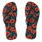 Tongs Poppies, rouge et bleu sur noir (Semelle)