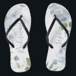 Tongs Porte-mère florale bleu poussiéreuse personnalisée<br><div class="desc">Aquarelle moderne florale en bleu poussiéreux et vert sauge,  élégant et romantique,  grand cadeau de mariée personnalisée</div>
