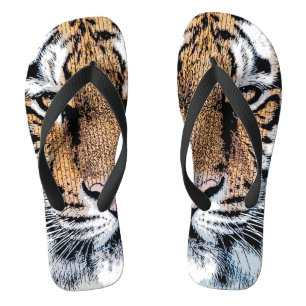 Tongs Portrait de tigre dans le style graphique de