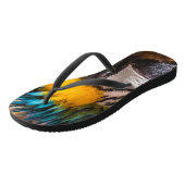 Tongs Portrait en macao bleu et jaune (Incliné)