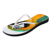 Tongs portrait turquoise d'oiseau de perroquet d'ara (Incliné)