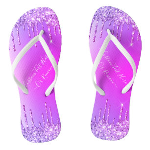 Tongs Purple rose or Parties scintillant gouttes étincel