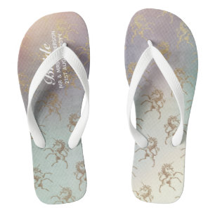 Tongs Rainbow Unicorn Mariage Flipflops BRIDE Gold