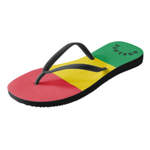 Tongs Rasta colore le motif rouge jaune vert de drapeau