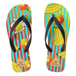 Tongs rayés banane tropicale