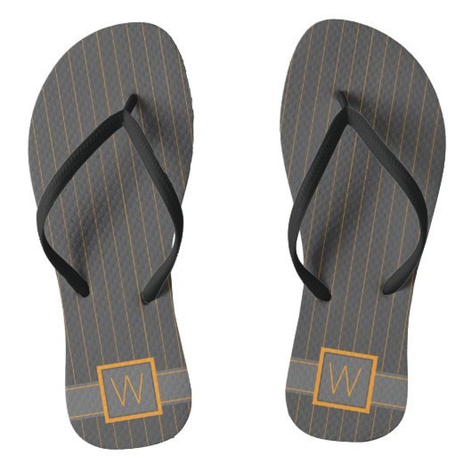Tongs rayés orange et gris (Semelle)