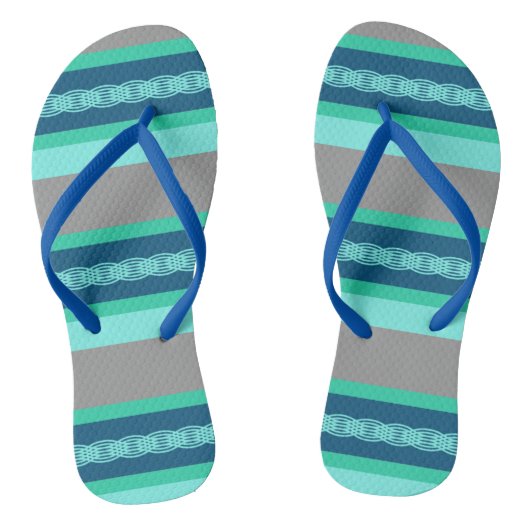 Tongs Rayure de store milieu de siècle - turquoise et gr (Semelle)