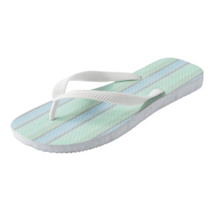 Tongs Rayures Abstraites Bleues et Vertes