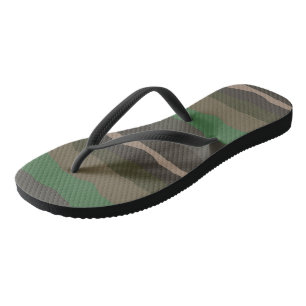 Tongs Rayures abstraites camouflage et vert