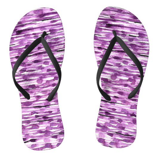 Tongs Rayures Abstraites d'aquarelle violet (Semelle)