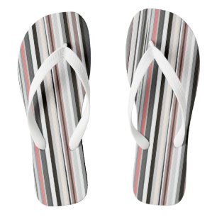 Tongs Rayures Abstraites Rose et Gris