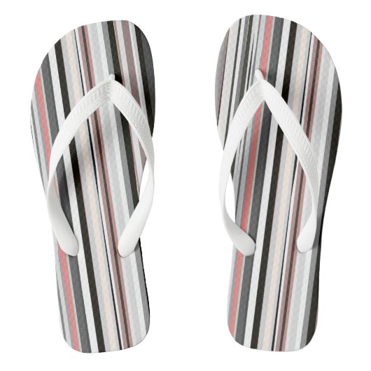 Tongs Rayures Abstraites Rose et Gris (Semelle)