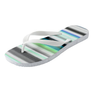 Tongs Rayures abstraites turquoise, bleues et grises