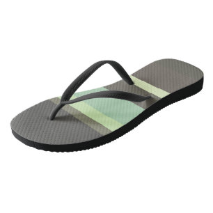 Tongs rayures abstraites vertes et grises