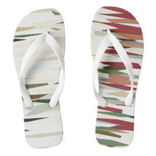 Tongs rayures abstraites vertes et rouges