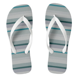 Tongs Rayures Abstraites Vertes et Turquoise