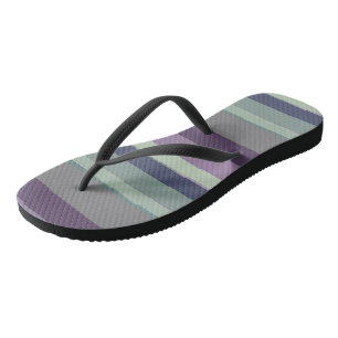 Tongs Rayures Abstraites Violettes, Bleues et Vertes