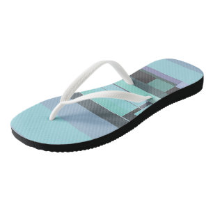 Tongs Rayures Abstraites Violettes, Vertes et Turquoise