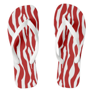 Tongs Rayures de zèbre - Rouge profond et Blanc