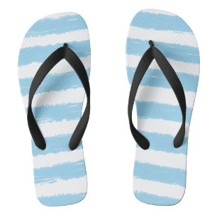 Tongs Rayures d'été bleu ciel blanc