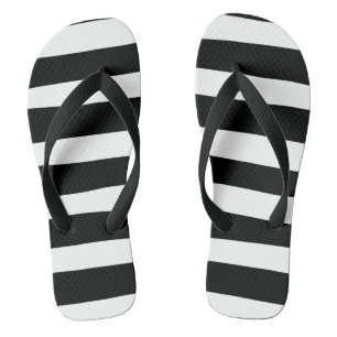 Tongs Rayures irrégulières - Noir et Blanc 