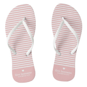 Tongs Rayures modernes avec Monogramme cardiaque haut de