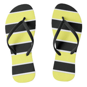 Tongs Rayures noires, jaunes et blanches