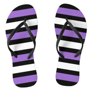 Tongs Rayures noires, violettes et blanches