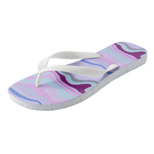 Tongs Rayures ondulées rose, bleu et violet