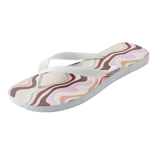 Tongs Rayures ondulées rose et gris (Incliné)