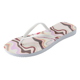 Tongs Rayures ondulées rose et gris